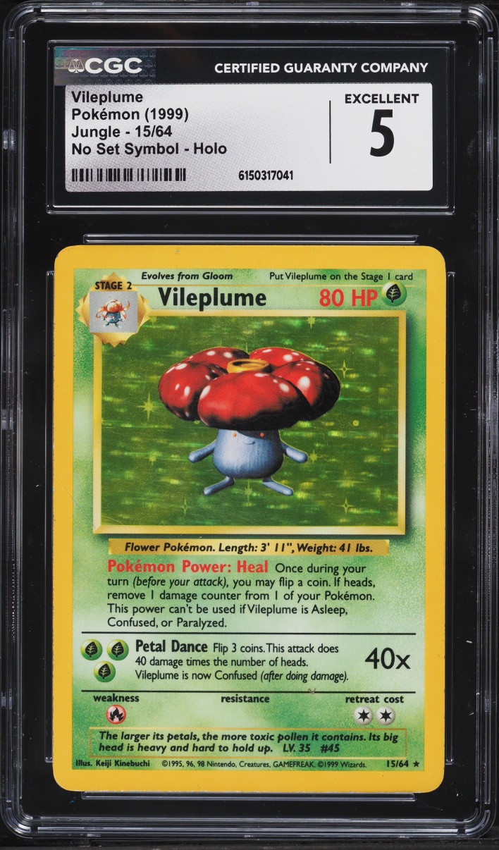 1999 Pokemon Jungle No Set Symbol Holo Vileplume #15 CGC 5 EX