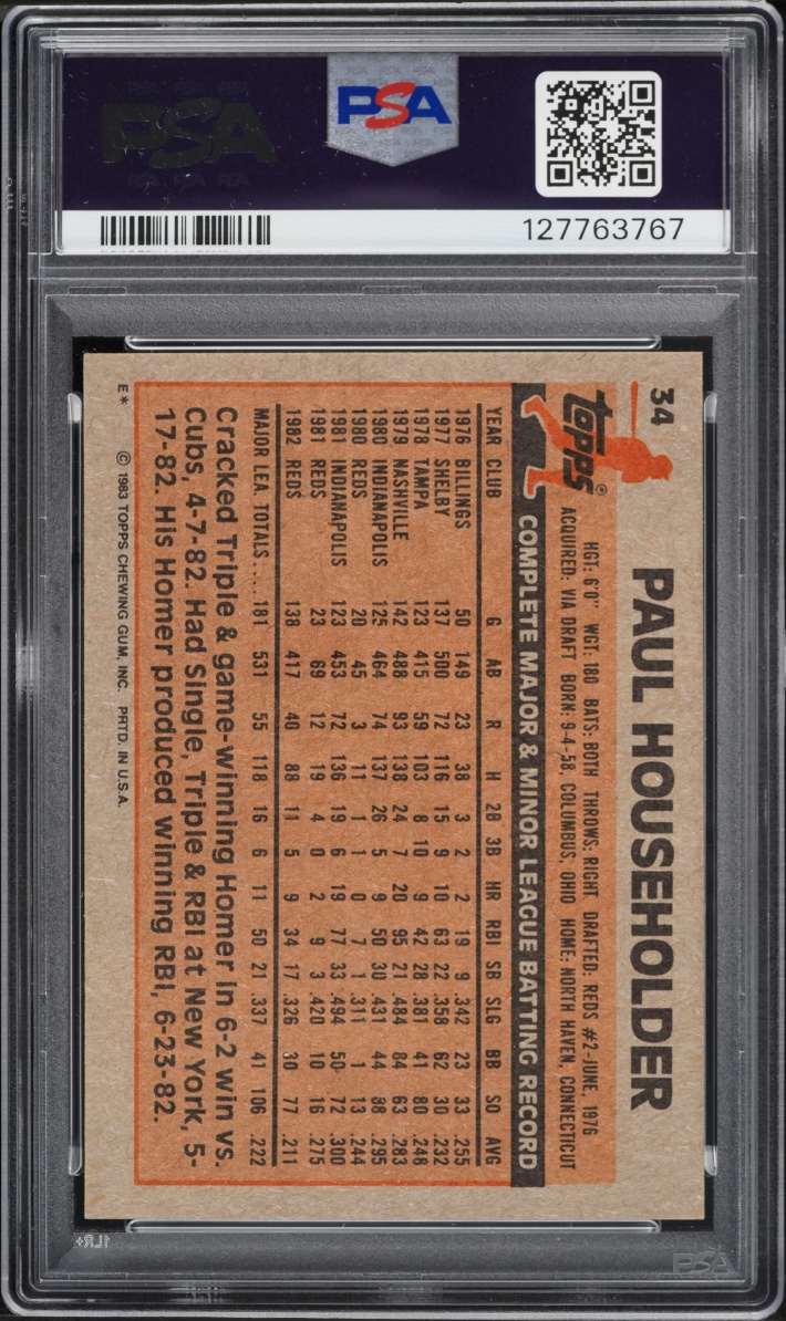 1983 Topps Paul Householder #34 PSA 10 GEM MINT