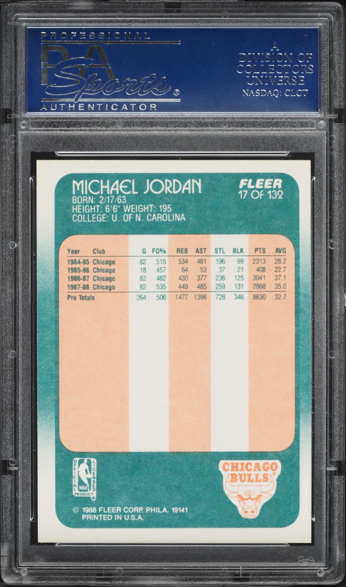 1988 Fleer Basketball Michael Jordan #17 PSA 9 MINT