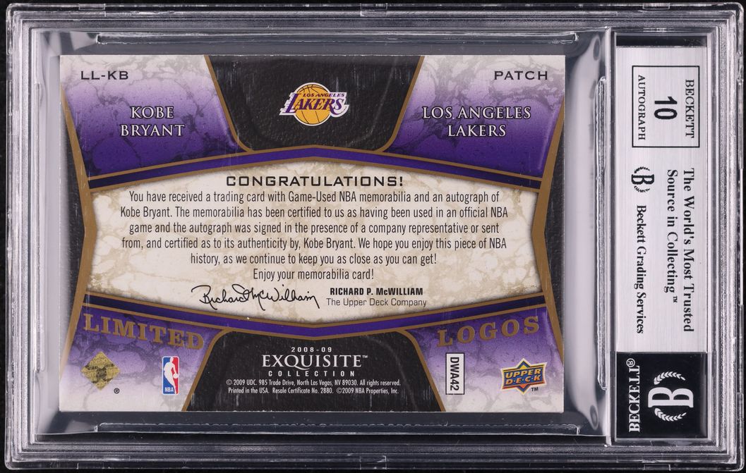 2008 Exquisite Collection Limited Logos Kobe Bryant PATCH AUTO 23/24 BGS 9 MINT