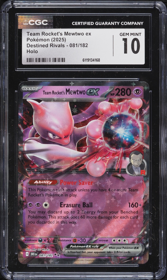 2025 Pokemon Scarlet & Violet Destined Rivals Holo Team Rocket's Mewtwo Ex #81 CGC 10 GEM MINT