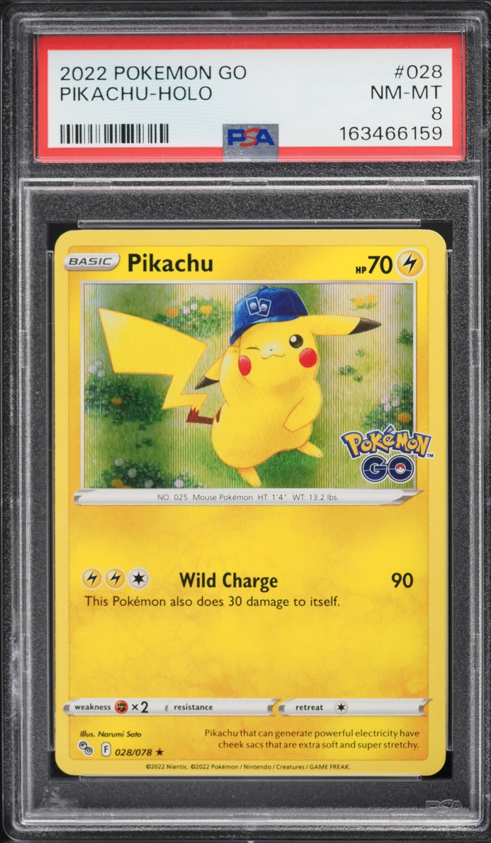 2022 Pokemon Sword & Shield GO Holo Pikachu #28 PSA 8 NM-MT