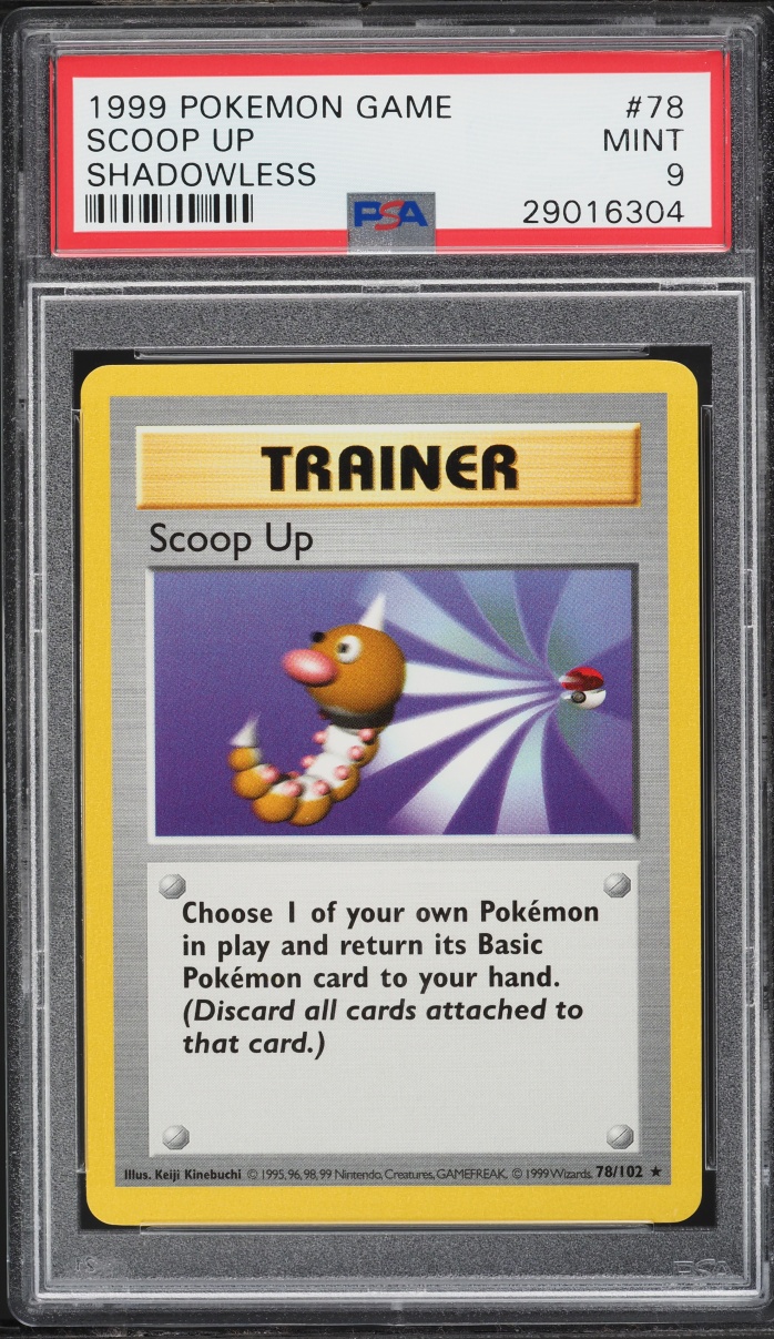 1999 Pokemon Base Set Shadowless Scoop Up #78 PSA 9 MINT