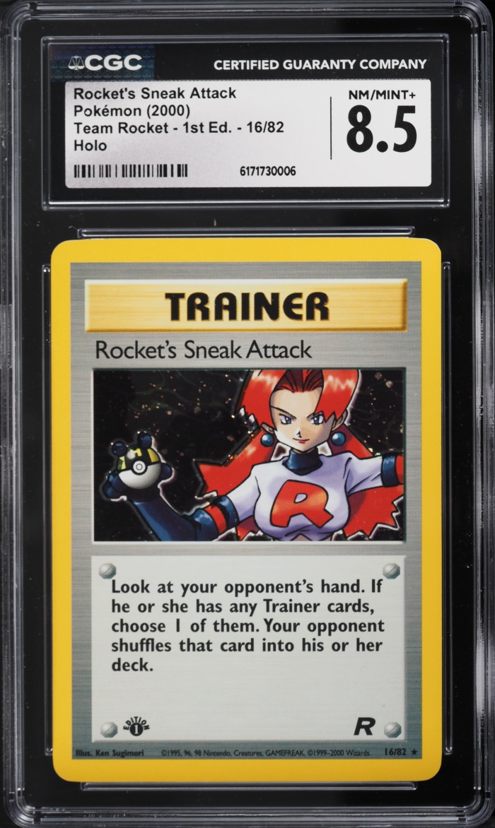2000 Pokemon Team Rocket 1st Edition Holo Rocket's Sneak Attack #16 CGC 8.5 NM-MT+
