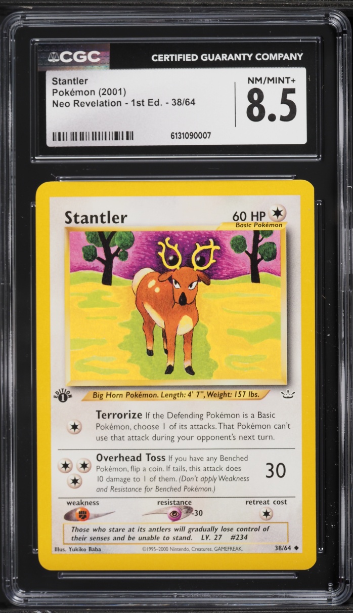 2001 Pokemon Neo Revelation 1st Edition Stantler #38 CGC 8.5 NM-MT+