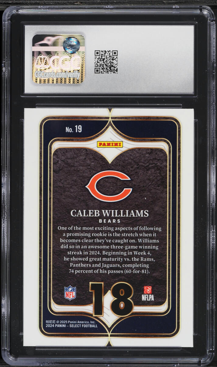 2024 Select Numbers Caleb Williams ROOKIE #19 CGC 6.5 EXMT+