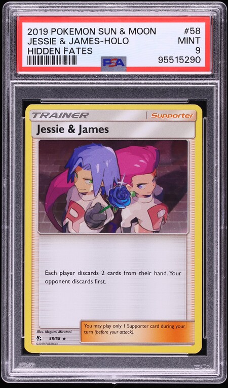 2019 Pokemon Sun & Moon Hidden Fates Holo Jessie & James #58 PSA 9 MINT