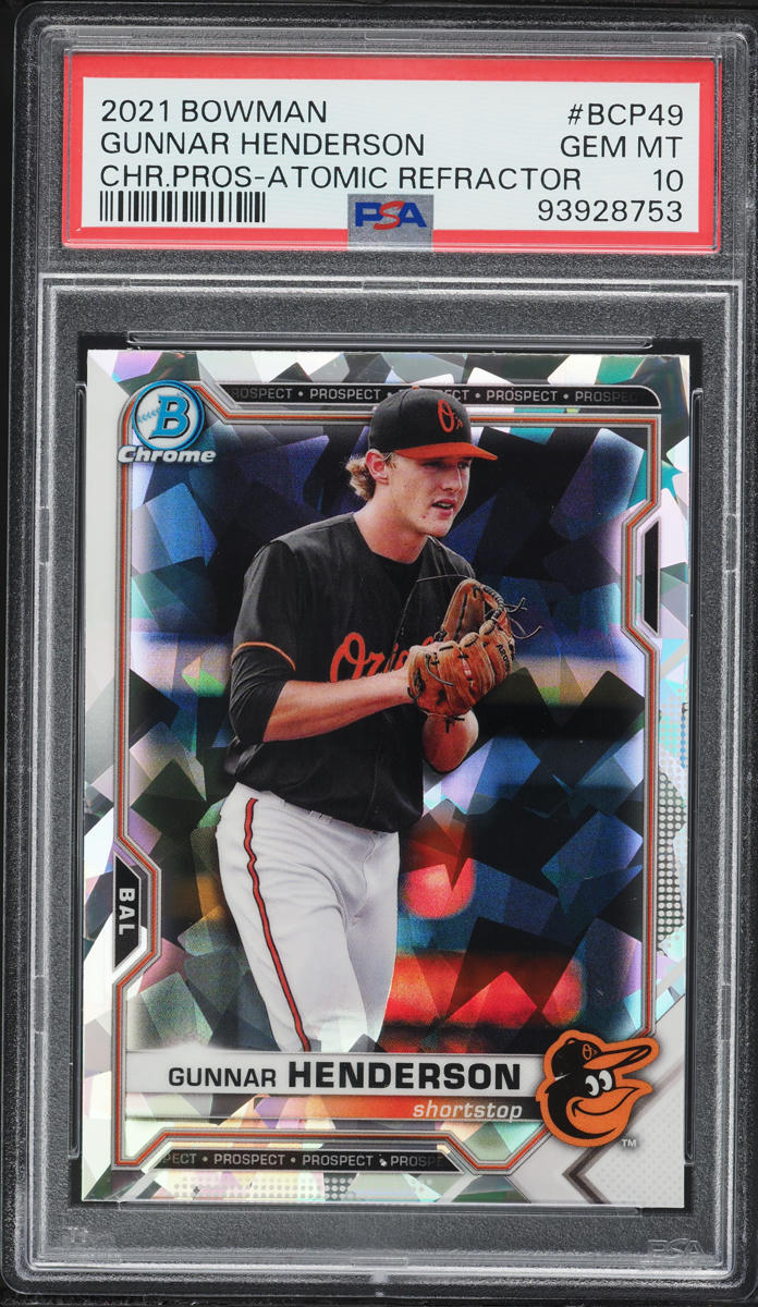 2021 Bowman Chrome Atomic Refractor Gunnar Henderson PROSPECT #BCP-49 PSA 10 GEM MINT