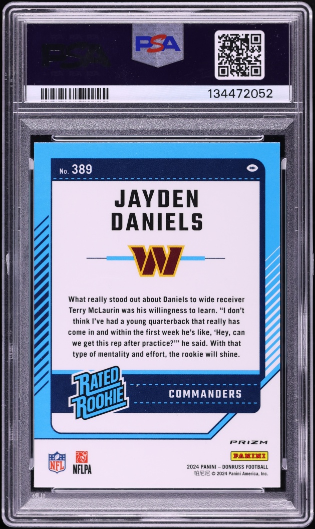 2024 Donruss Optic Preview Jayden Daniels ROOKIE #389 PSA 10 GEM MINT