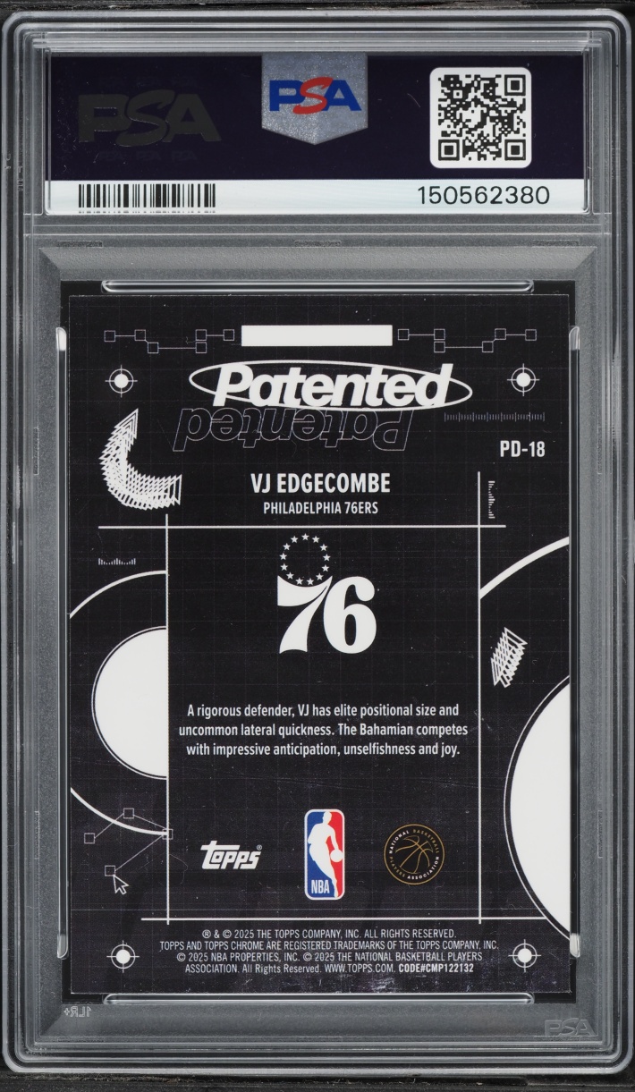 2025 Topps Chrome Patented VJ Edgecombe ROOKIE #PD-18 PSA 9 MINT