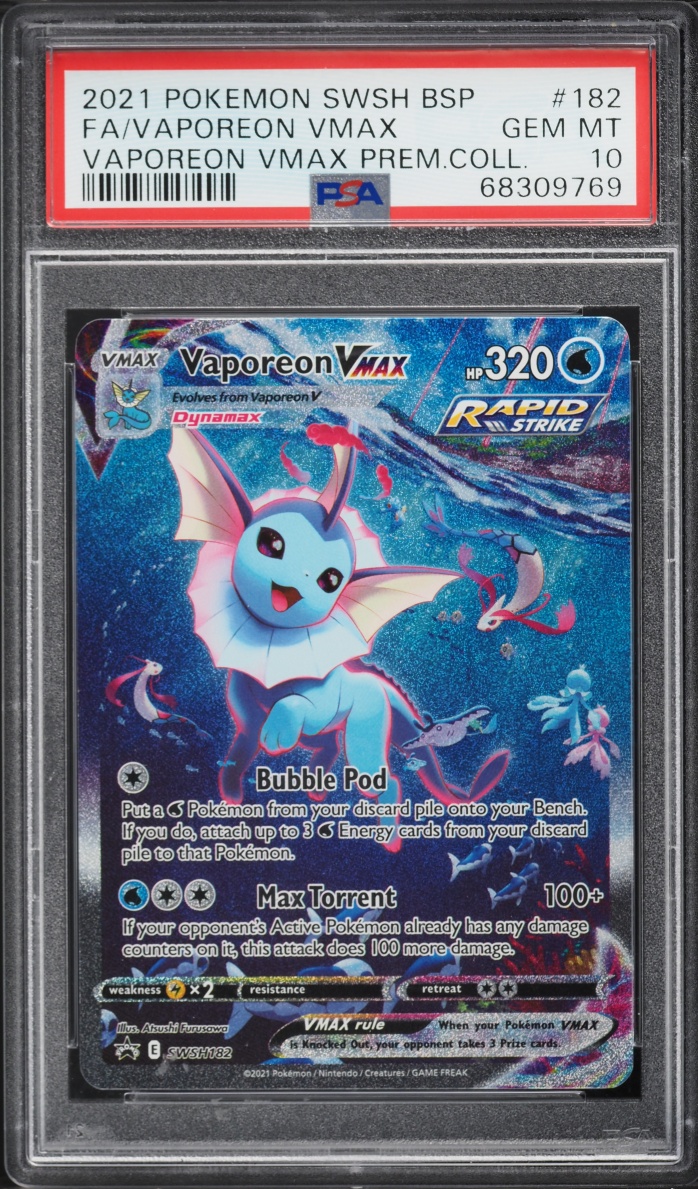 2021 Pokemon SWSH Promo VMAX Premium Collection Full Art Vaporeon VMAX #182 PSA 10 GEM MINT