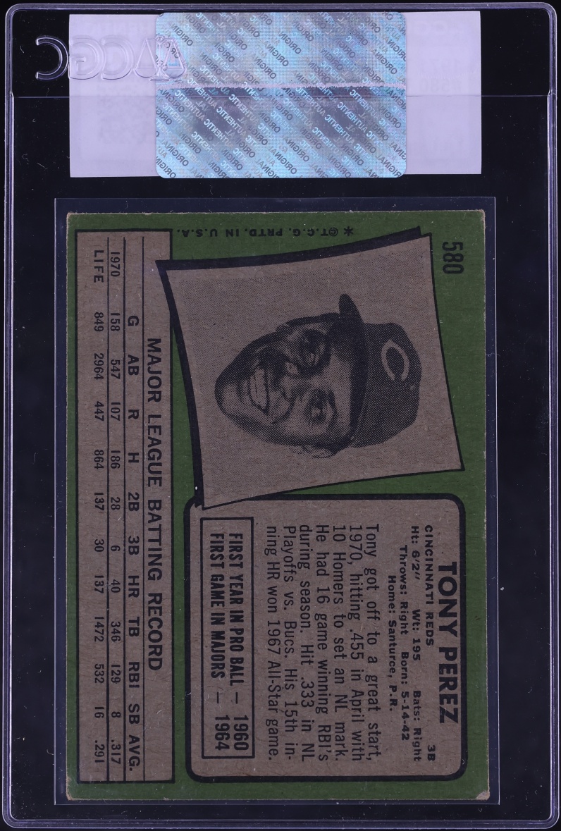 1971 Topps Tony Perez #580 CGC AUTH