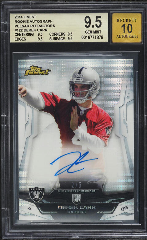 2014 Topps Chrome '63 Mini Refractor Derek Carr ROOKIE AUTO DNA 9