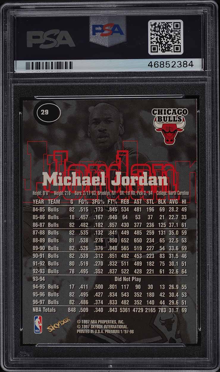 1997 Skybox Premium Michael Jordan #29 PSA 9 MINT