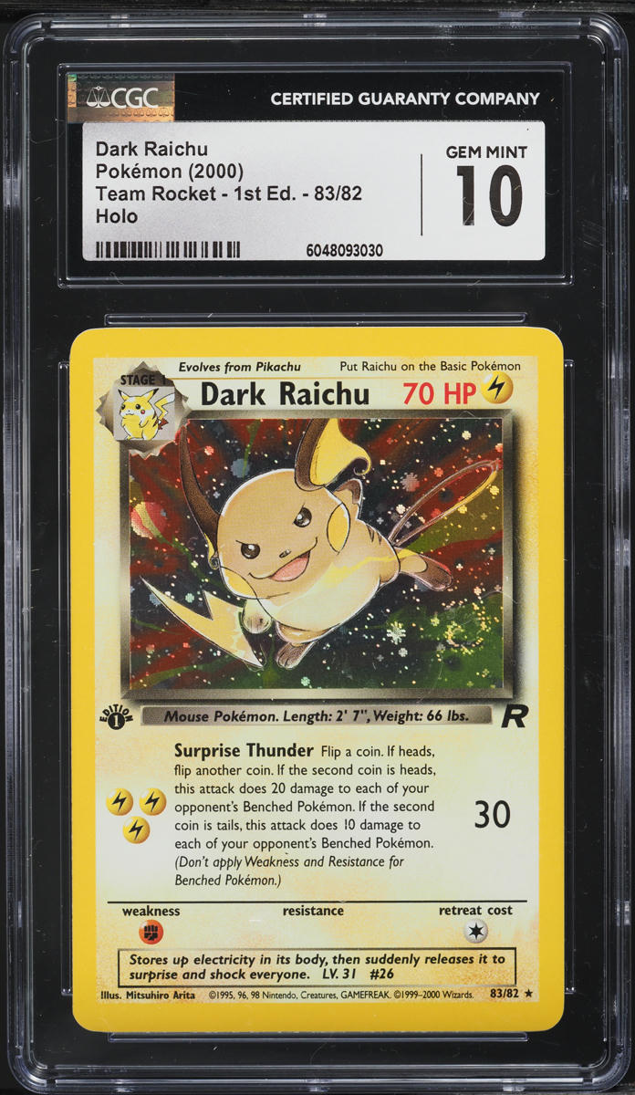 2000 Pokemon Team Rocket 1st Edition Holo Dark Raichu #83 CGC 10 GEM MINT