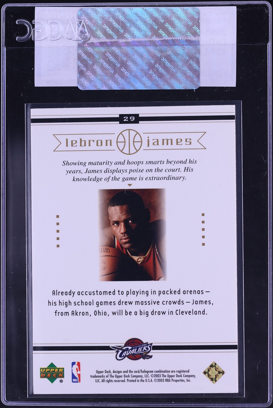 2003 Upper Deck Box Set LeBron James ROOKIE #29 CGC AUTH