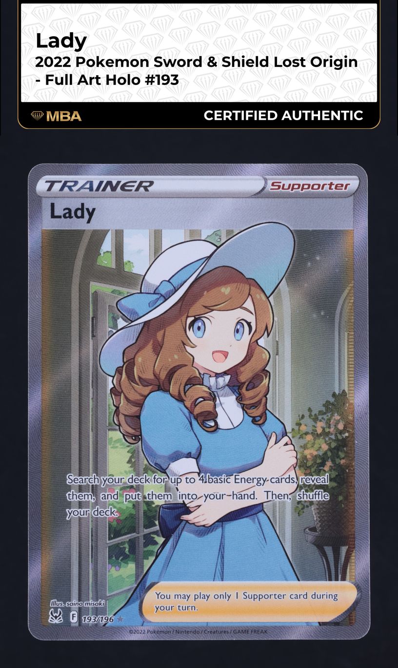 2022 Pokemon Sword & Shield Lost Origin Full Art Lady #193 MBA AUTH