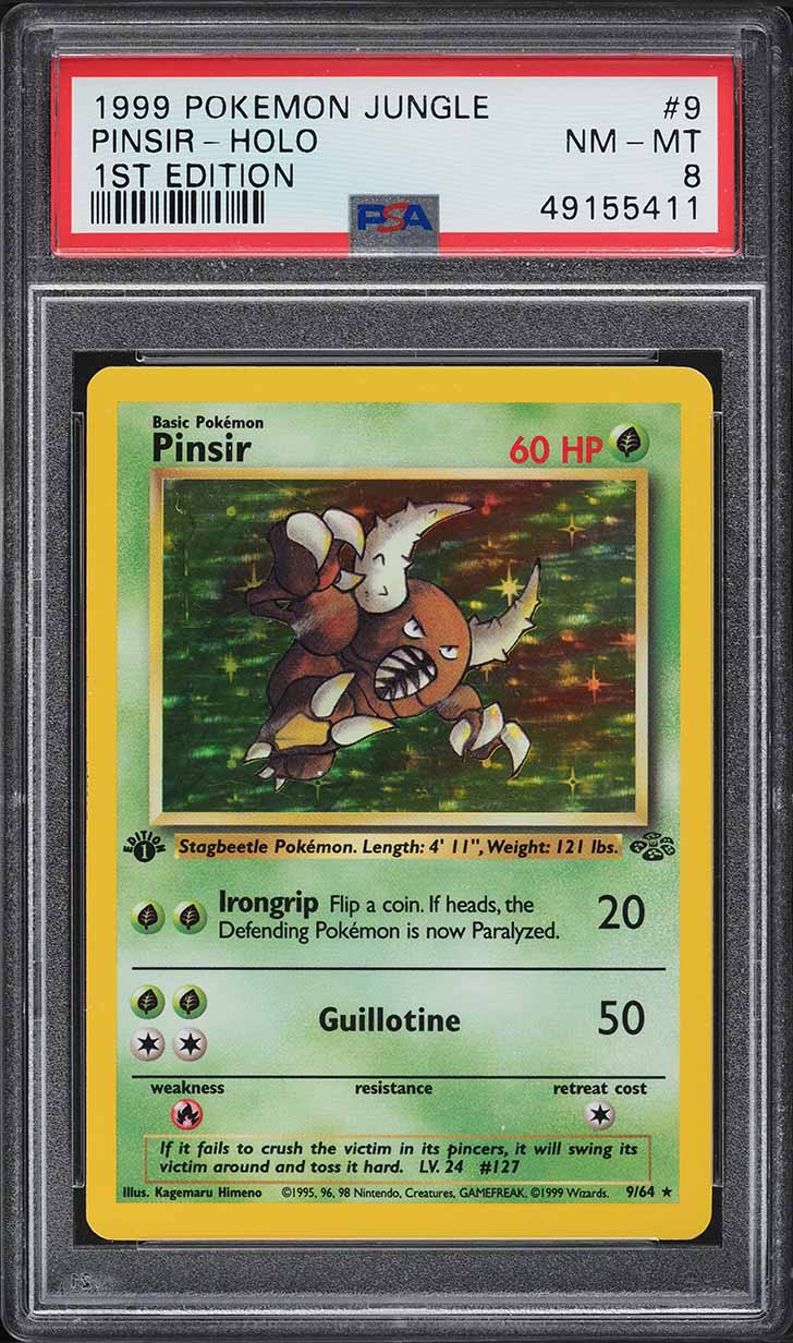 1999 Pokemon Jungle 1st Edition Holo Pinsir #9 PSA 8 NM-MT on