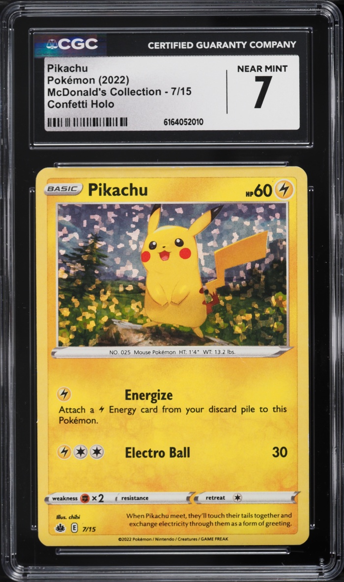 2022 Pokemon Sword & Shield McDonald's Collection Confetti Holo Pikachu #7 CGC 7 NRMT