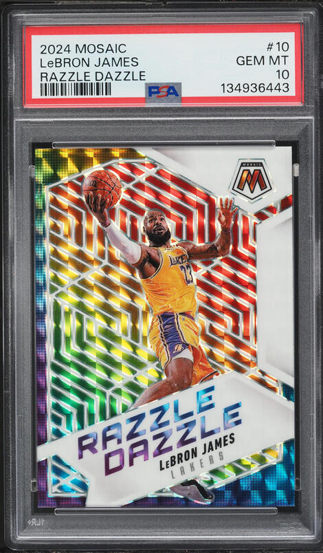 2024 Panini Mosaic Razzle Dazzle Prizm LeBron James #10 PSA 10 GEM