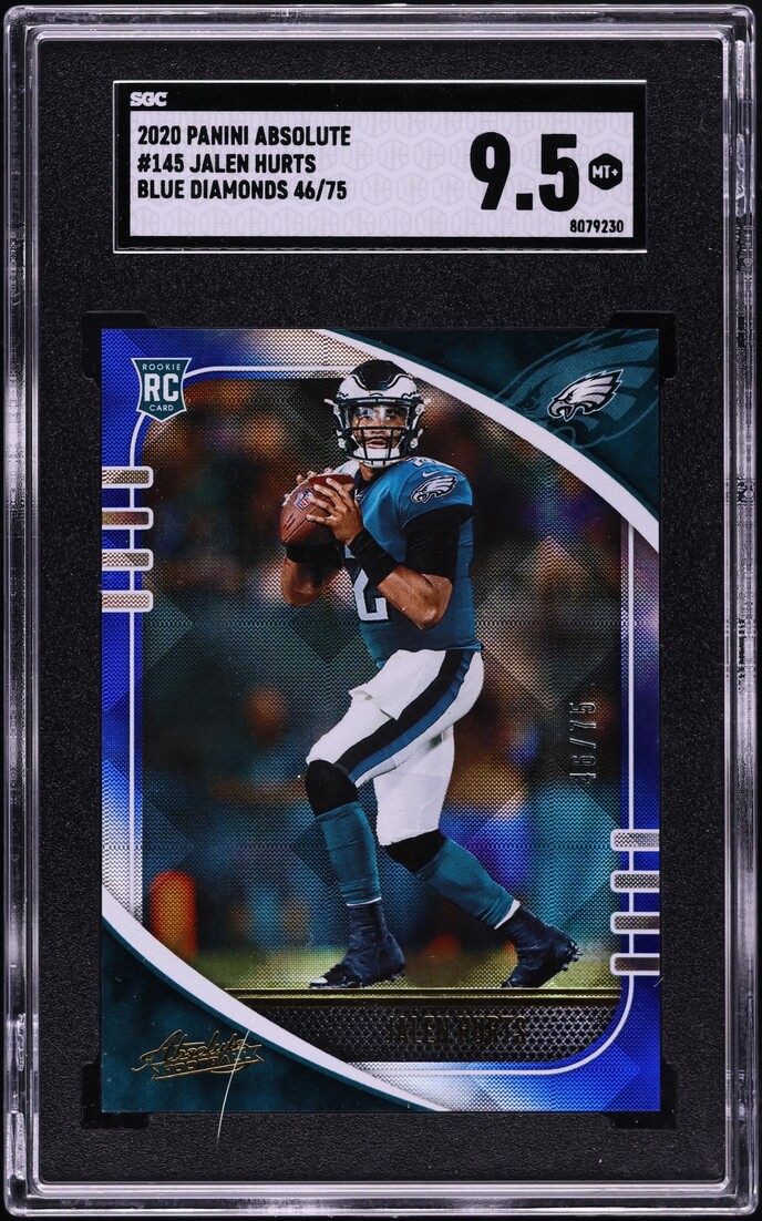 2020 Absolute Blue Diamonds Jalen Hurts ROOKIE /75 #145 SGC 9.5 MINT+