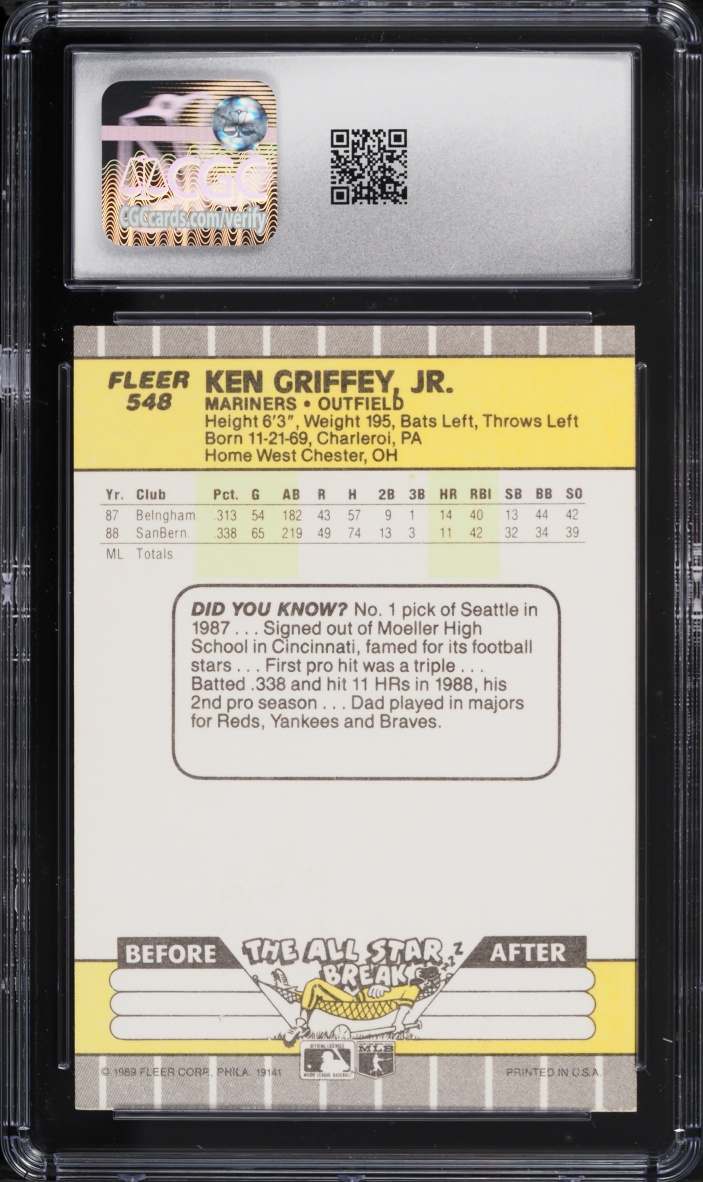 1989 Fleer Ken Griffey Jr. ROOKIE #548 CGC 9.5 MINT+