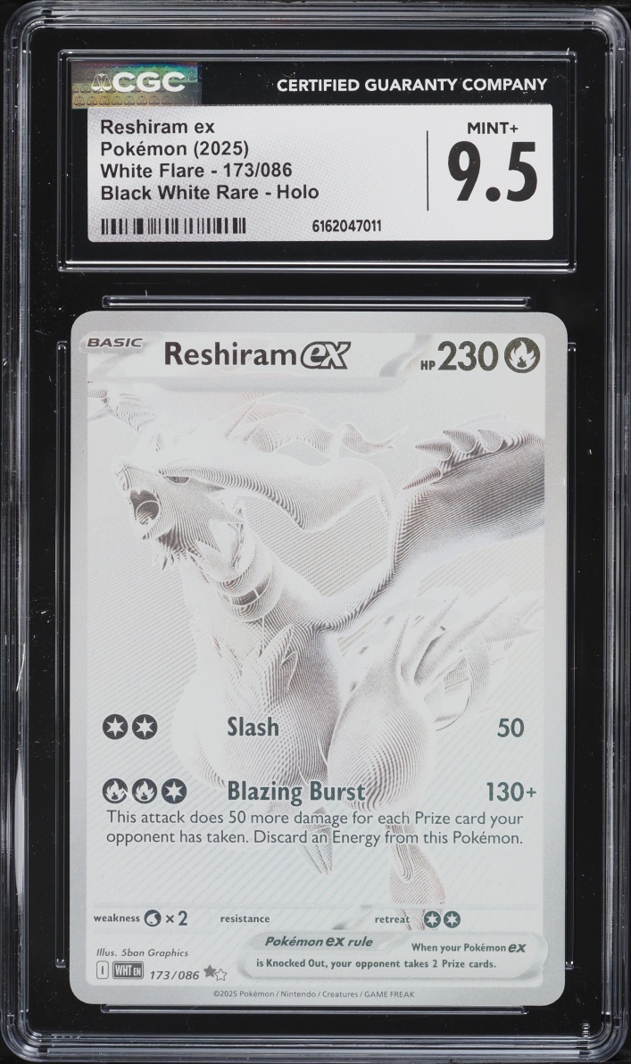 2025 Pokemon Scarlet & Violet White Flare BWR Reshiram Ex #173 CGC 9.5 MINT+
