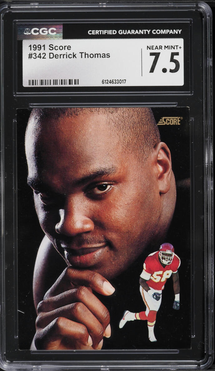 1991 Score Football Derrick Thomas #342 CGC 7.5 NRMT+