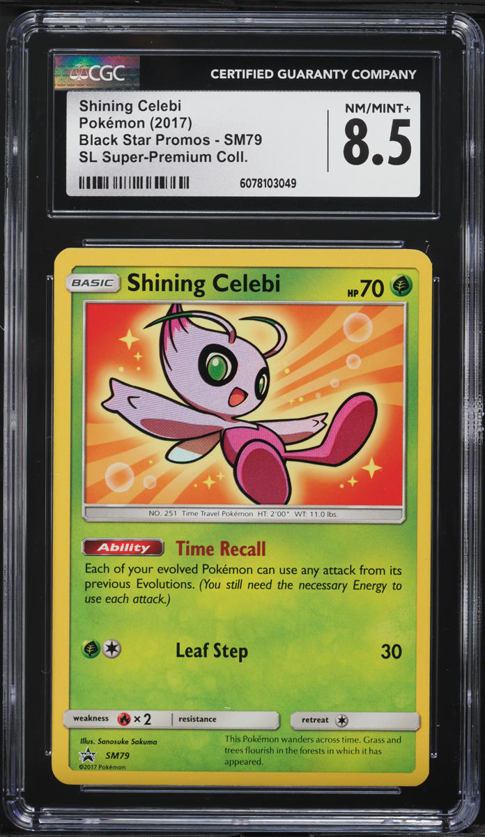 2017 Pokemon SM Black Star Promo Shining Legends Premium Shining Celebi #SM79 CGC 8.5 NM-MT+