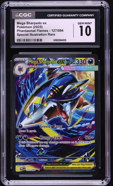 2025 Pokemon Mega Evolution Phantasmal Flames SIR Mega Sharpedo Ex #127 CGC 10 GEM MINT