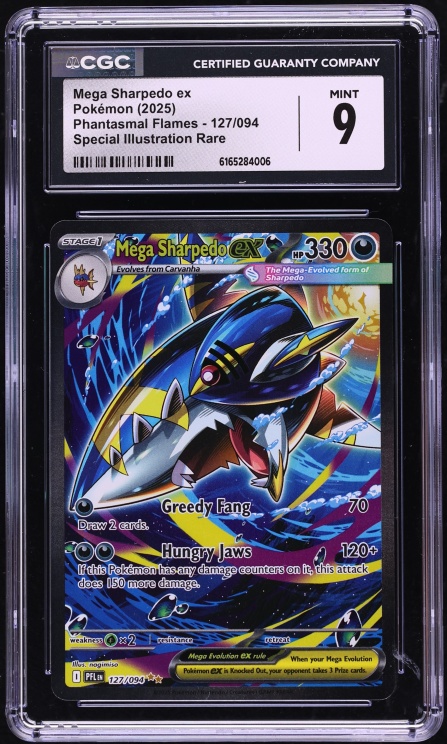 2025 Pokemon Mega Evolution Phantasmal Flames SIR Mega Sharpedo Ex #127 CGC 9 MINT