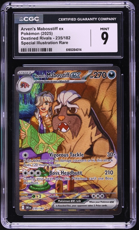 2025 Pokemon Scarlet & Violet Destined Rivals SIR Arven's Mabosstiff Ex #235 CGC 9 MINT