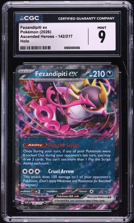2026 Pokemon Mega Evolution Ascended Heroes Holo Fezandipiti ex #142 CGC 9 MINT