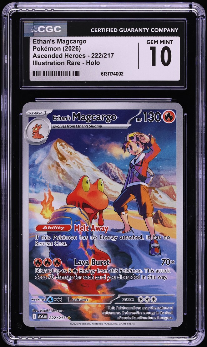 2026 Pokemon Mega Ascended Heroes IR Ethan's Magcargo #222 CGC 10 GEM MINT