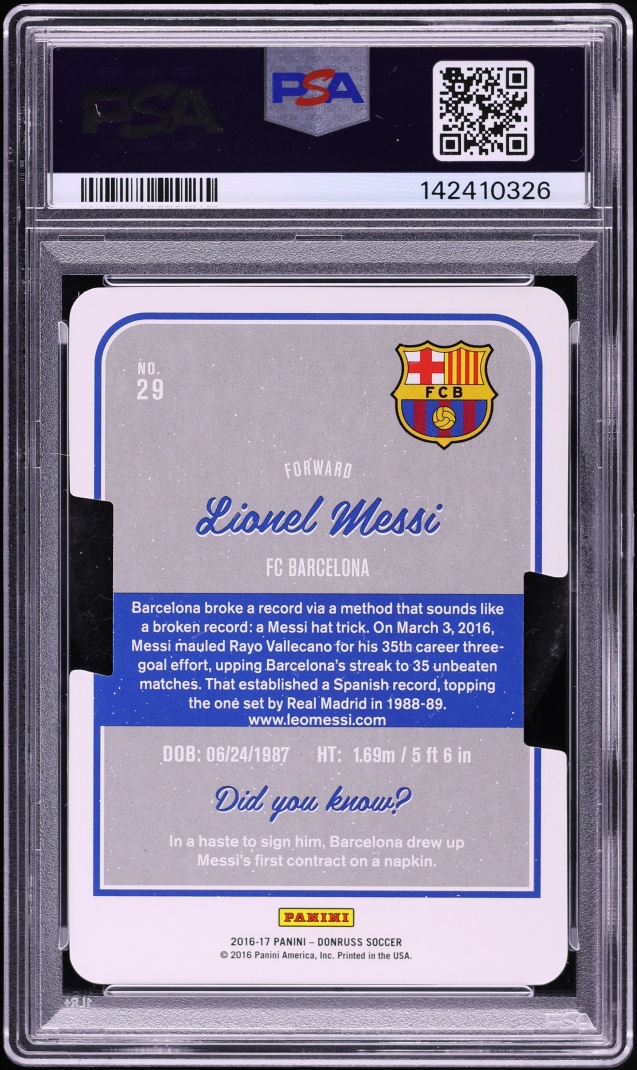 2016 Donruss Press Proof Die-Cut Lionel Messi /149 #29 PSA 9 MINT