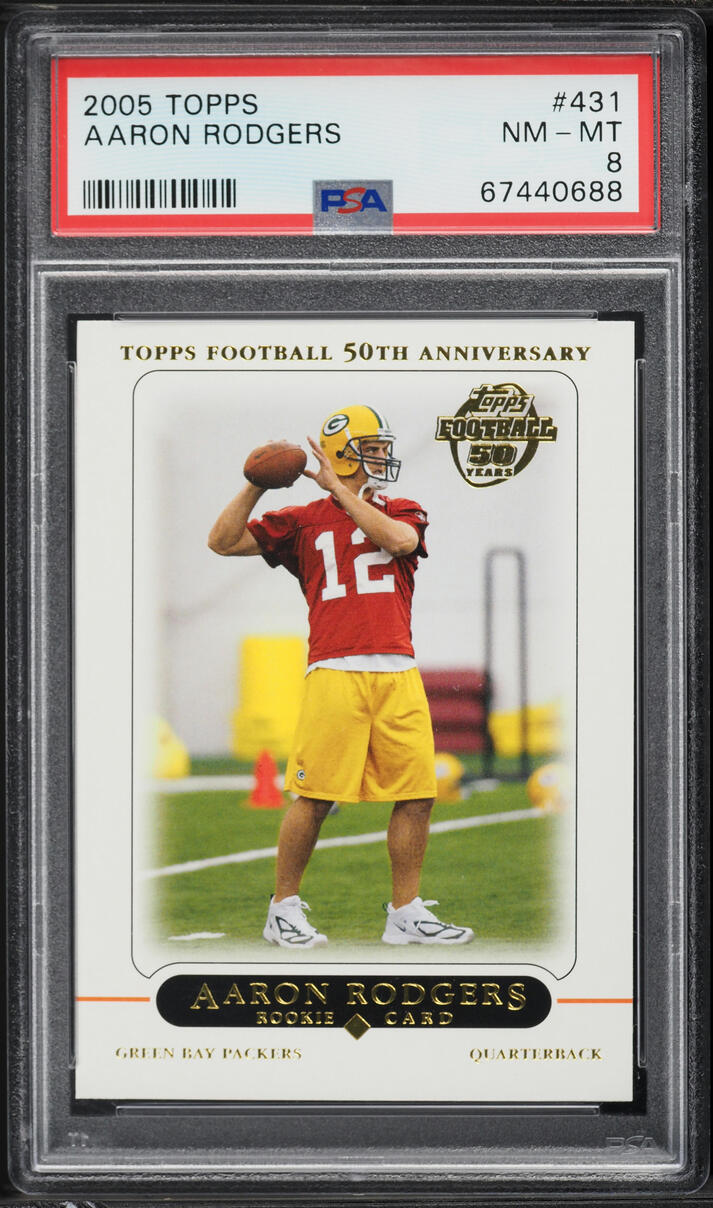 2005 Topps Football 50th Anniversary Aaron Rodgers ROOKIE #431 PSA 8 NM-MT