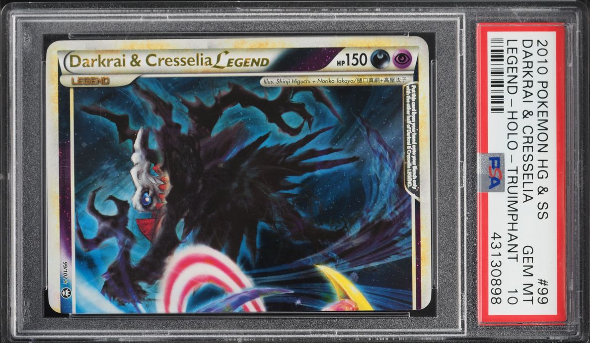 2010 Pokemon HeartGold & SoulSilver Triumphant Holo Darkrai & Cresselia Legend #99 PSA 10 GEM