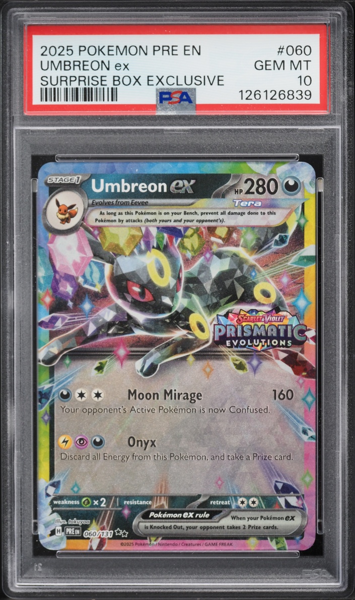 2025 Pokemon Scarlet & Violet Prismatic Evolutions Surprise Box Holo Umbreon ex #60 PSA 10 GEM