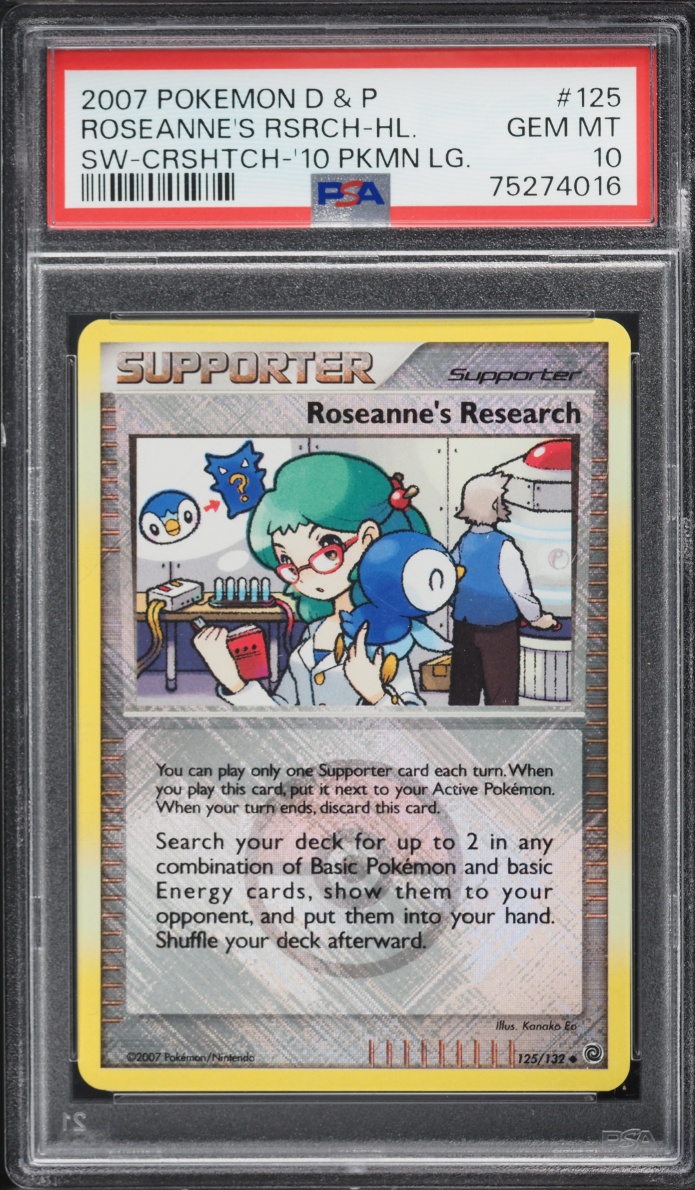 2007 Pokemon DP Secret Wonders League Crosshatch Holo Roseanne's Research #125 PSA 10 GEM MINT