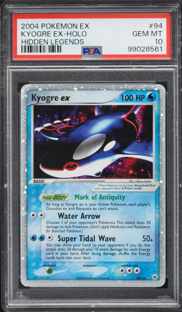 2004 Pokemon EX Hidden Legends Holo Kyogre EX #94 PSA 10 GEM MINT