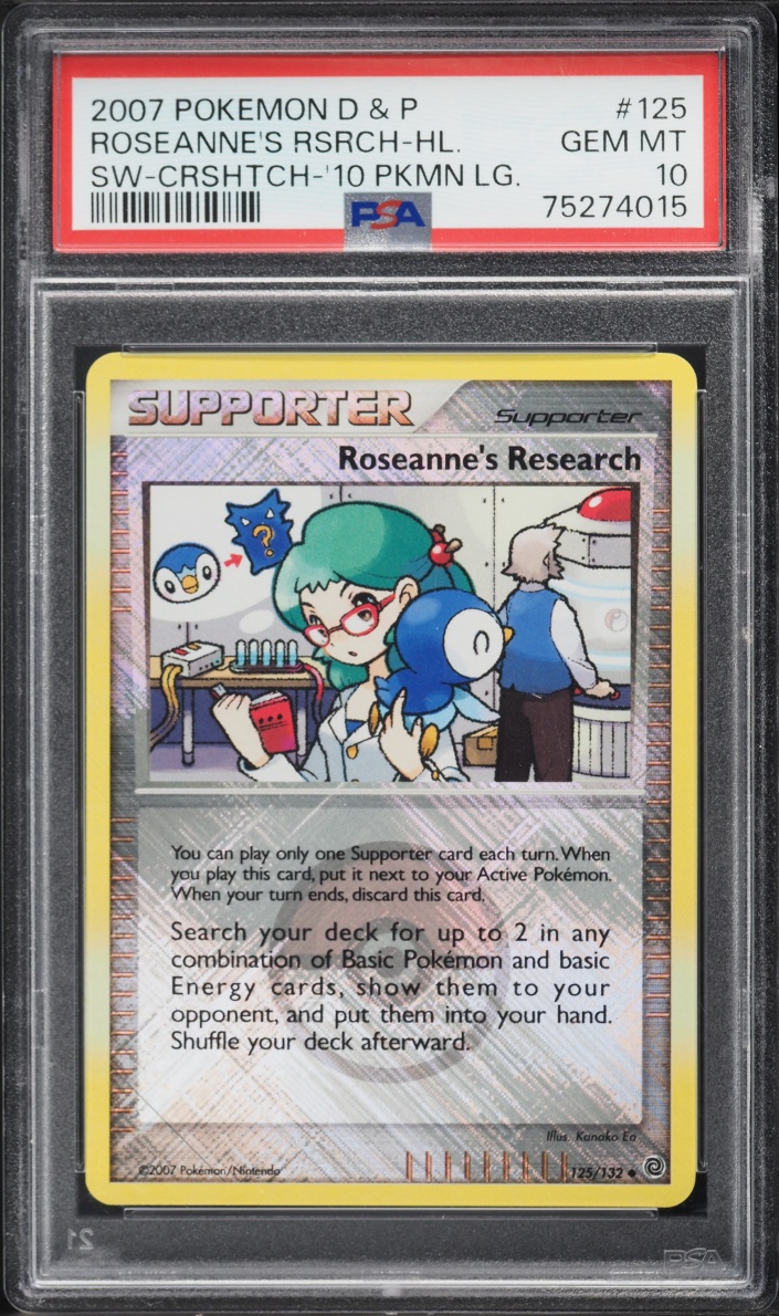 2007 Pokemon DP Secret Wonders League Crosshatch Holo Roseanne's Research #125 PSA 10 GEM MINT