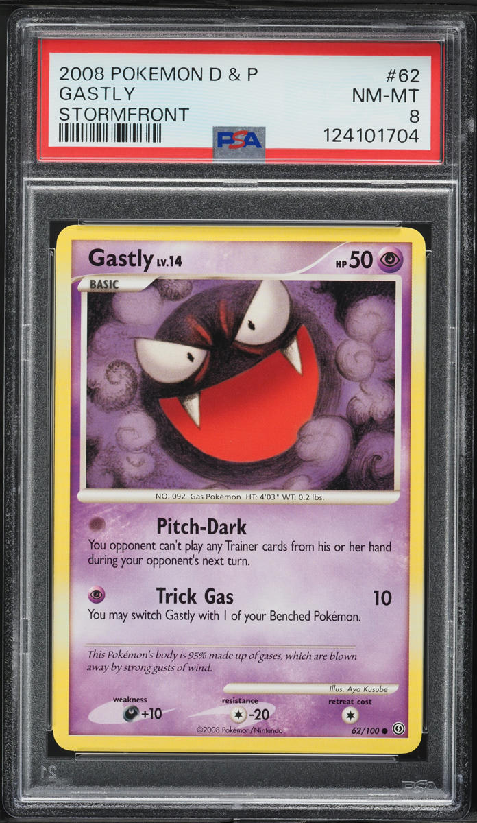 2008 Pokemon Diamond & Pearl Stormfront Gastly #62 PSA 8 NM-MT