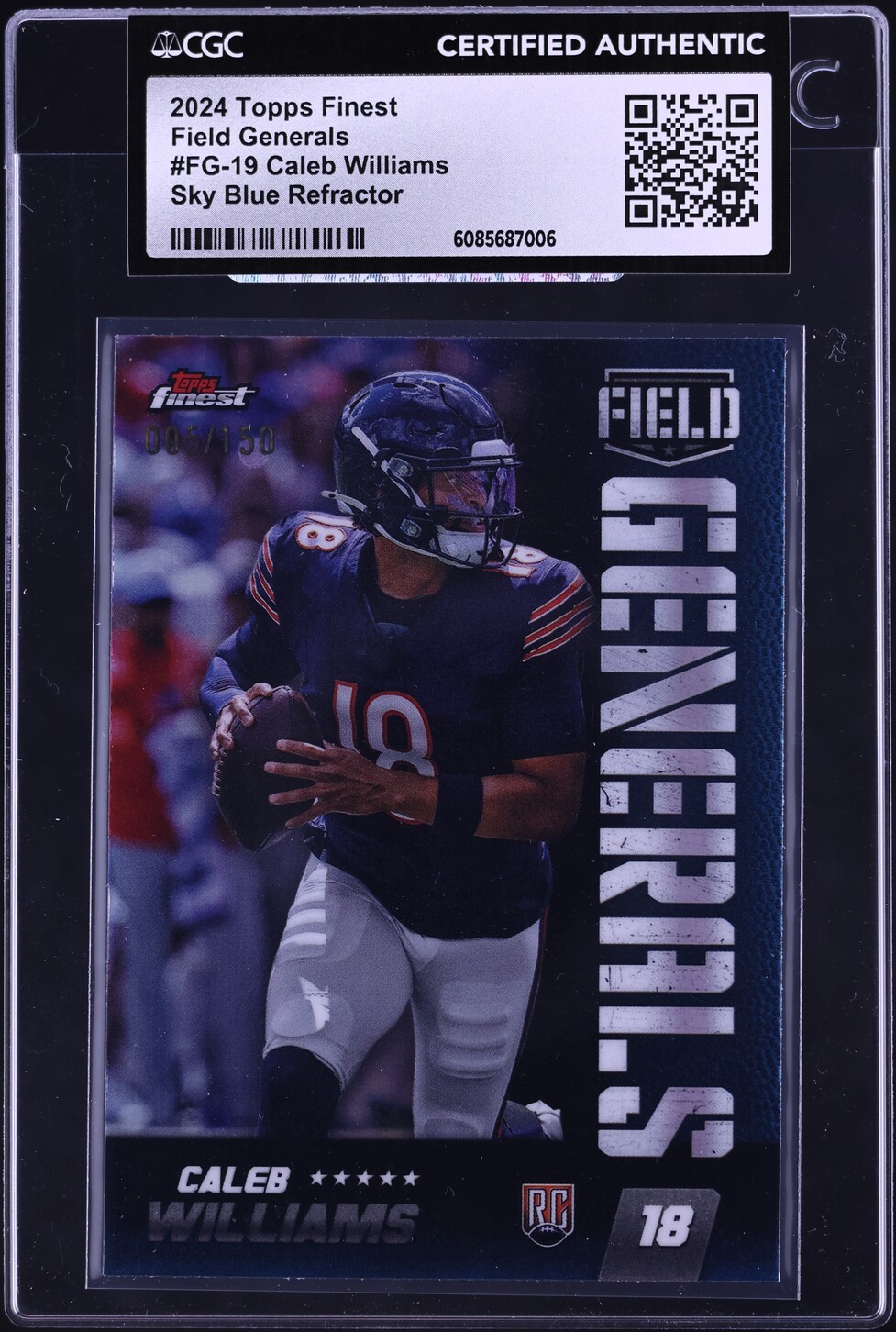 2024 Finest Field Generals Sky Blue Refractor Caleb Williams ROOKIE /150 #FG-19 CGC AUTH