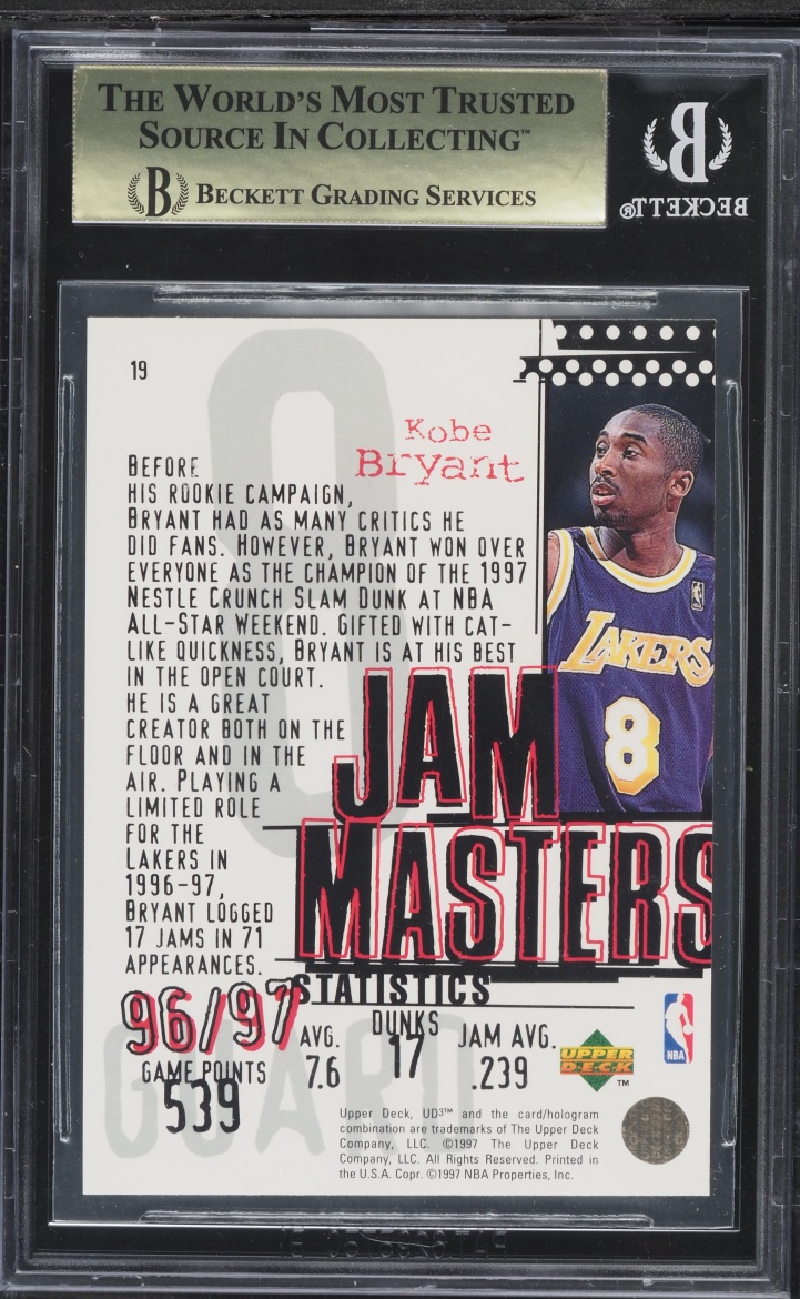 1997 UD3 Basketball Kobe Bryant #19 BGS 9.5 GEM MINT