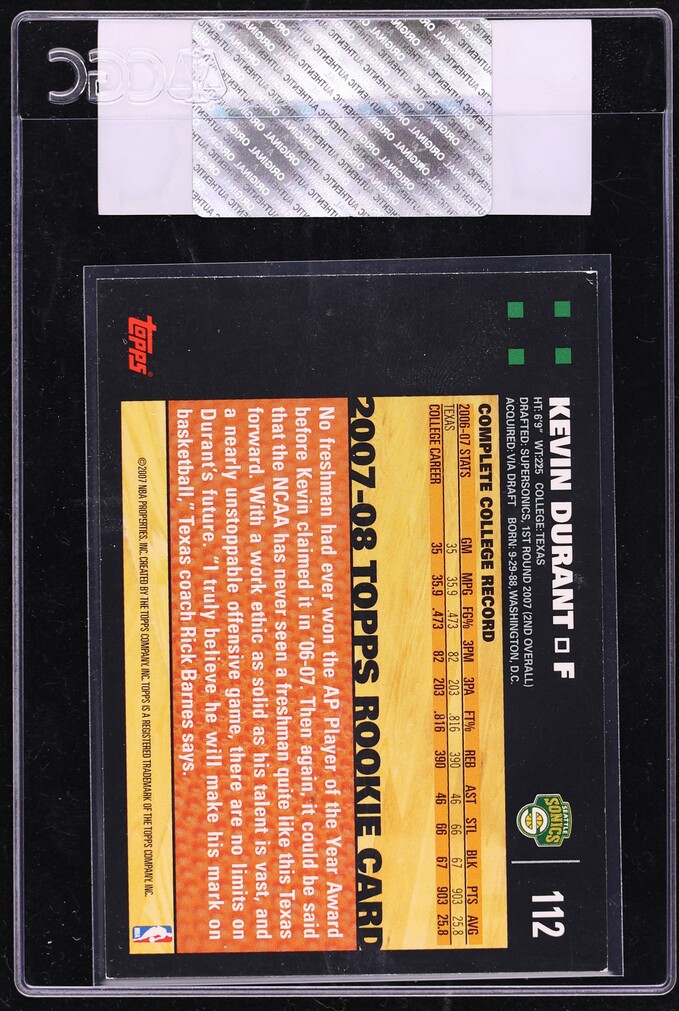 2007 Topps 50th Anniversary Kevin Durant ROOKIE #112 CGC AUTH