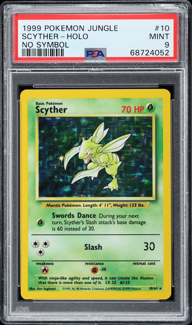 1999 Pokemon Jungle No Symbol Holo Scyther #10 PSA 9 MINT