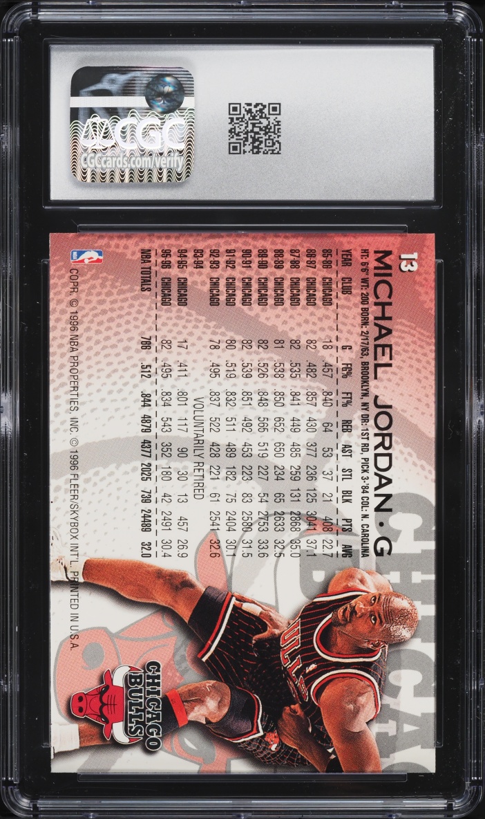 1996 Fleer Basketball Michael Jordan #13 CGC 7.5 NRMT+