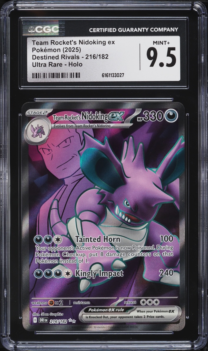 2025 Pokemon Scarlet & Violet Destined Rivals Full Art Team Rocket's Nidoking ex #216 CGC 9.5