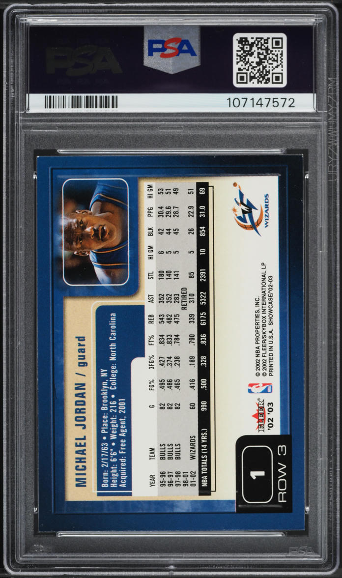 2002 Fleer Showcase Michael Jordan #1 PSA 8 NM-MT