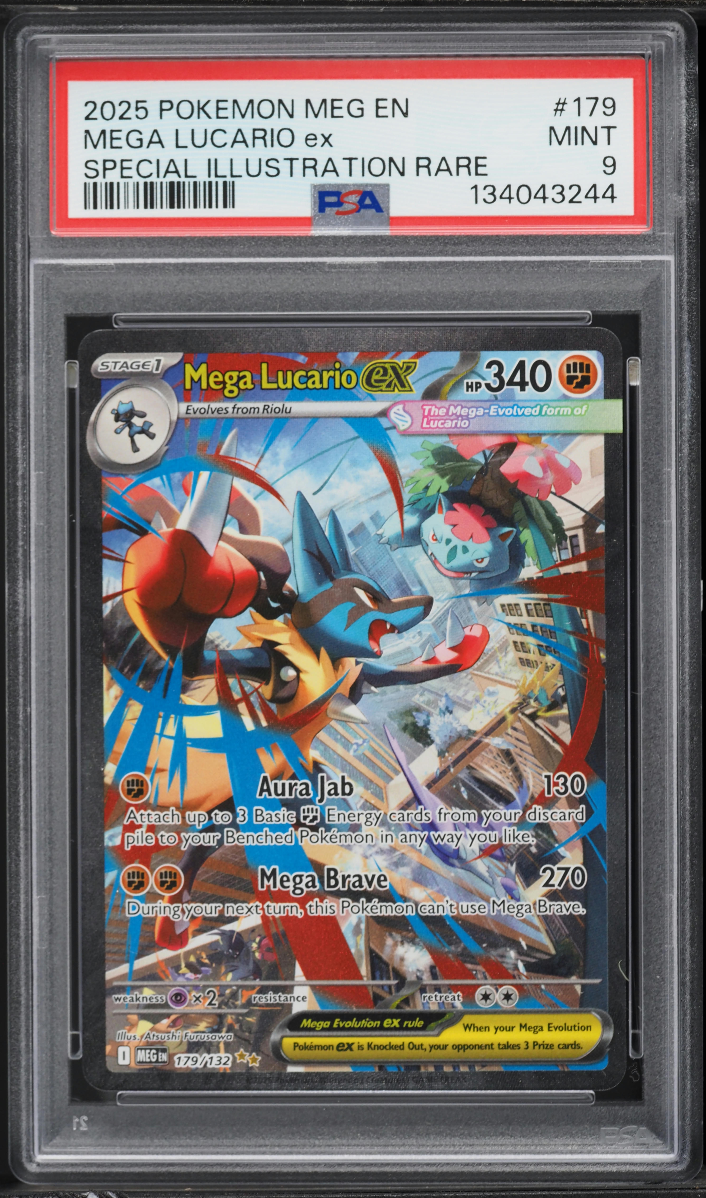 2025 Pokemon Mega Evolution SIR Mega Lucario ex #179 PSA 9 MINT